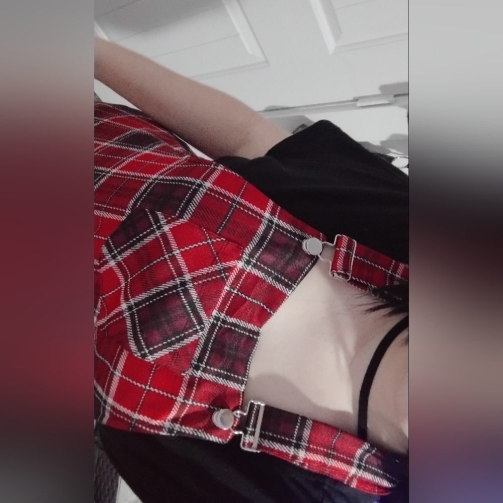 Red Plaid Pinafore Dress